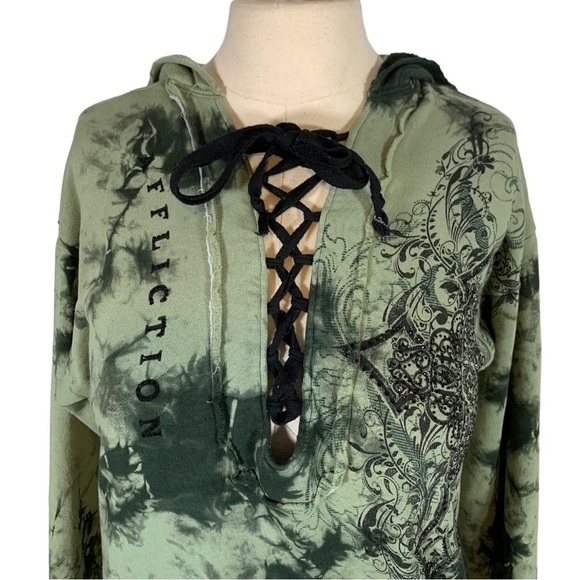 Vintage Affliction Y2k Pull Over Hoodie Sweatshirt Size XS - Picture 6 of 11